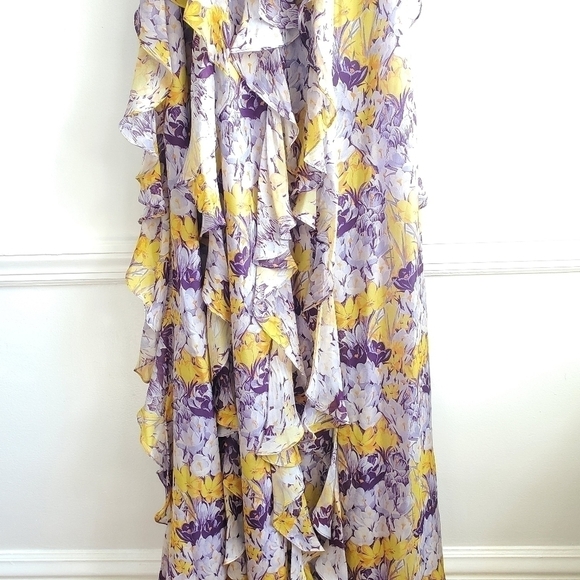 New Flor et. al Valles Floral Silk Chiffon Ruffle Lilac Gown Resort '20 4 US NWT - Picture 14 of 17